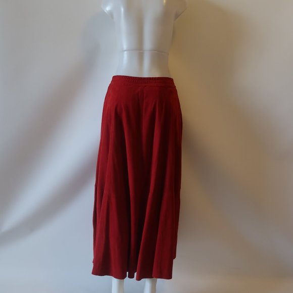 Womens I.Magnin Brick Red Elastic Waist Suede Maxi Skirt S * - Picture 13 of 15